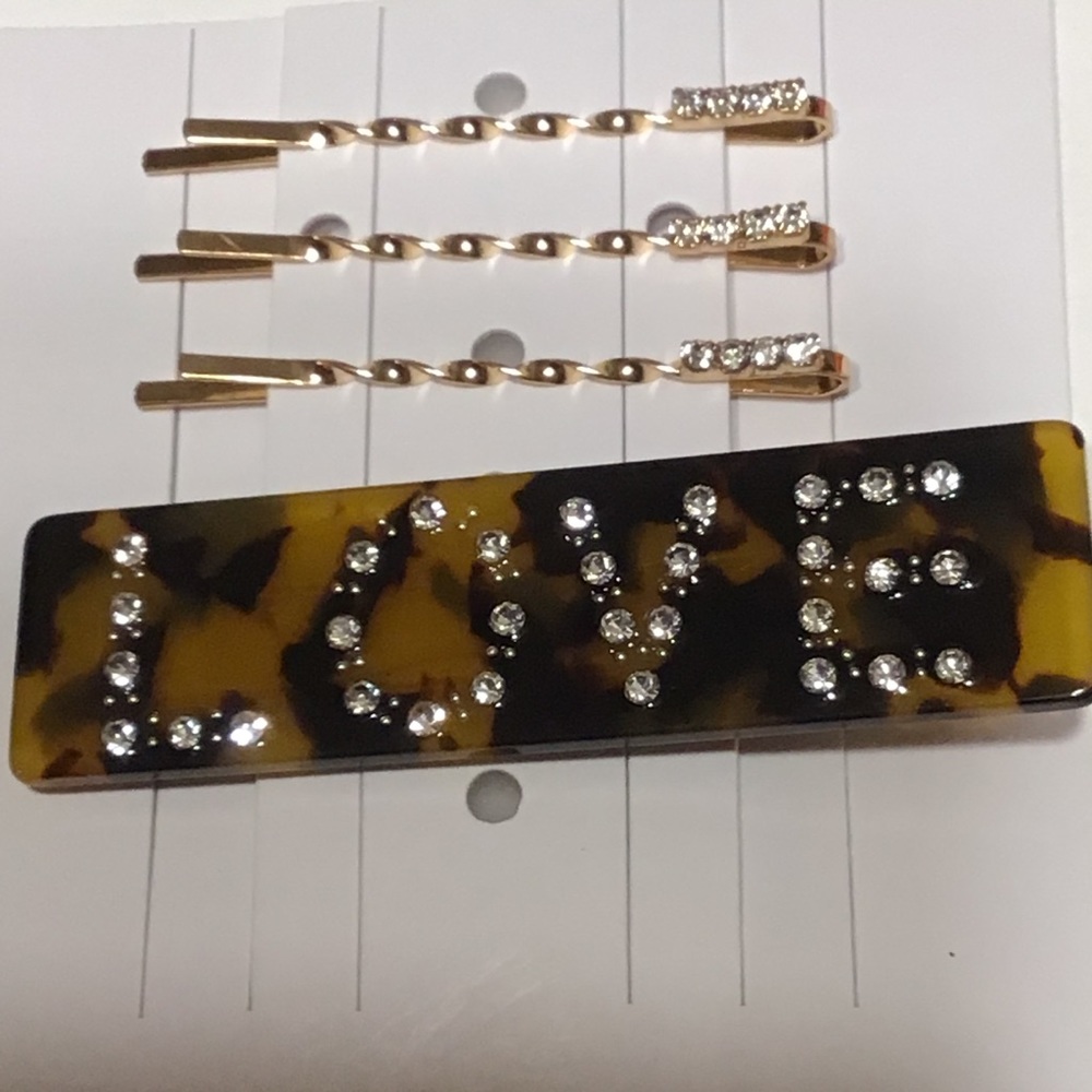 CRYSTAL HAIR CLIPS NWT